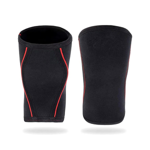Genouillère noire avec panneau latéral rouge en néoprène, respirante, protection universelle unisexe, toutes saisons - Product Image 2