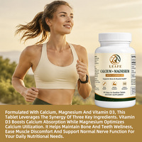 Comprimés de magnésium, calcium et vitamines à absorption rapide, marque privée, pour soutenir le confort des nerfs et des muscles, et la santé osseuse.