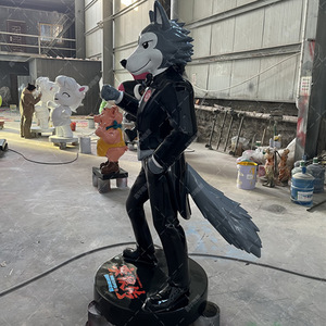 Sculpture de loup-garou en fibre de verre, faite à la main, pour l'extérieur, à poser au sol, statues décoratives - Product Image 2