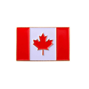 Pin Badge Bendera Kanada Bentuk Persegi Logam Besi Custom Murah dengan Lapisan Emas Enamel - Product Image 4