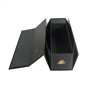 Rectangular luxury black single wine bottle packaging gift box for retail