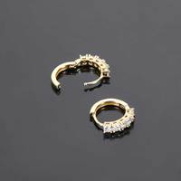 Nuevo Lanzamiento: Pendientes de Zirconia Cúbica Brillante con Forma Geométrica, Baño de Oro Real y Acabado en Rodio, Estilo Hip Hop, Hechos de Latón, Regalo para