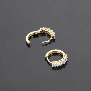 New Release Bling Zircon <b>Stud</b> <b>Earrings</b> Geometric Shape Real Gold Plating Rhodium Finish Hip Hop Style Brass Made Gift for - Product Image 2