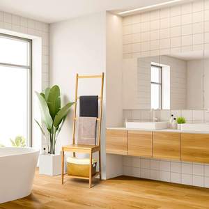 Portasciugamani in bambù sgabello doccia portapacchi da pavimento moderna <span class=keywords><strong>panca</strong></span> con portasciugamani adatto per bagni camera da letto - Product Image 6