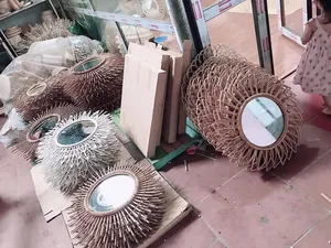 Giá rẻ bán buôn HẢI QUAN VIỆT nam Nhà cung cấp Nhà sản xuất Treo tường treo wicker mây gương khung phòng khách trang trí - Product Image 2