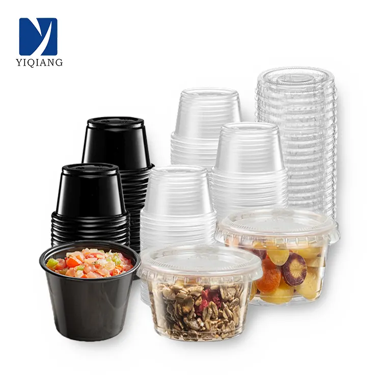 Bacs en plastique jetables Pp Pla/pet/pp Sauce Cup Pot Food Container Storage CLASSIC Clear Round Plastic 1 Litre Ice Cream Plastic Bacs