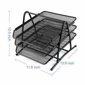 Mesh Wire Desk Organizer <b>File</b> Holder Document Tray 3 Parts Metal - Product Image 5