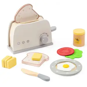 木制快乐厨房玩具套装厨房配件儿童布林克斯面包机假装玩木制烤面包机儿童玩具