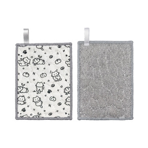 Steel Wire Dishcloth Double Sided Thickened Silver Fiber Cotton Kitchen Cleaning Towel With Cat Pattern - Product Image 1