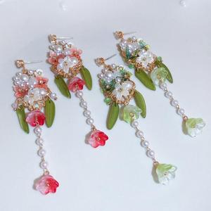 Kaimei 2022 boucles d'oreilles mode bijoux argent aiguille bohème longues perles acrylique boucle d'oreille super fée fleur gland boucles d'oreilles goutte - Product Image 2