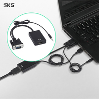 Adaptador HDMI Hembra a VGA Macho con Audio, Carcasa de ABS, Cable Convertidor de Video para Laptop, PC, TV, Proyector