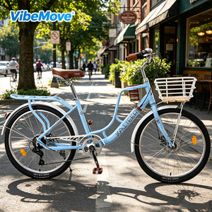 Vélos <span class=keywords><strong>de</strong></span> <span class=keywords><strong>ville</strong></span> pour femmes, 24/26 pouces, cadre en acier carbone, vélos à vitesses variables pour usage urbain, <span class=keywords><strong>vélo</strong></span> urbain avec panier porte-café - Product Image 5