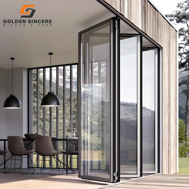 GS Custom Size Interior Folding Door Aluminum Glass Patio Door Heavy Duty Commercial Home Use