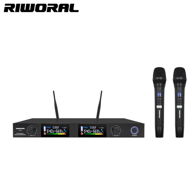 DX2 High Quality Professional FM 1for 2 Wireless Microphone System Portable for Stage Sing and Conference Use