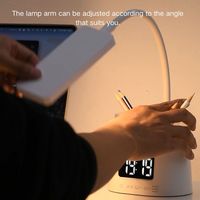 Lampe de table sans fil moderne et écologique à LED, rechargeable en courant continu, avec bras articulé et porte-stylo, design épuré