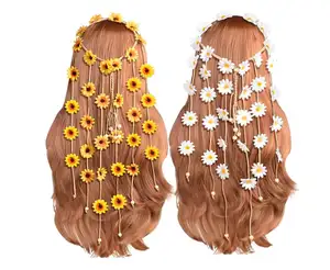 Sonnenblume Hippie Stirnbänder Blumen krone Haarband Kopfschmuck Gänseblümchen Girlande Kranz für Strand hochzeit Baby party Foto Shot