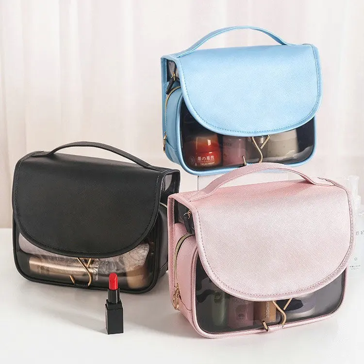 Portable Cheap Women Cosmetic Bag Foldable Waterproof Large Makeup Organizer Hanging PU Travel Toiletry Bag