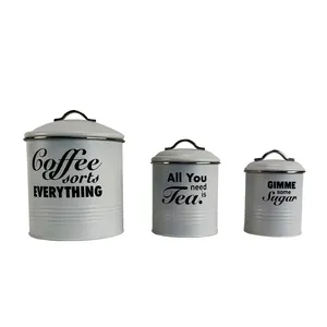 BX Hight Quality Storage Canisters Tea Sugar Coffee Canisters Set of 3 Metal Kitchen Food Minimalist White Box Customized Modern