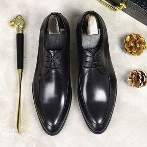 High Quality Handmade Men <b>Pointed</b> Toe Summer Wedding Formal Breathable Anti-Slip Lightweight Lace-Up Closure Dress Shoes Oxford - Product Image 3