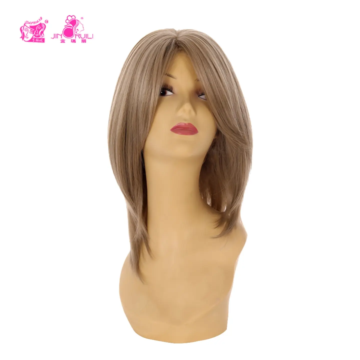 JINRUILI настраиваемые серые коричневые синтетические парики средней длины, короткие волосы, натуральные волнистые парики для женщин