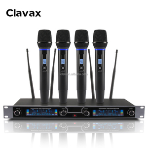 Clavax CLPM- KR4 High Quality UHF <strong>4</strong> Channel Wireless <strong>Microphone</strong> System Cordless Mic With Light Strip <strong>Multi</strong> Function Knob - Product Image 1