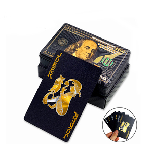 Nuevo dólar estadounidense 24K hoja de oro naipes póquer negro <span class=keywords><strong>999</strong></span> cartas de póquer doradas para la diversión - Product Image 1