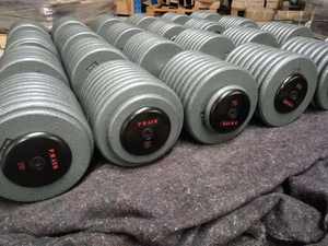 कस्टम लोगो ने लोहे की डम्बल सेट 50 किलो फिटनेस वेट प्लेट मोक 100 किलोग्राम के साथ लोहे की सामग्री डाली - Product Image 6