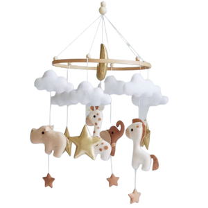 Móvil de Cuna para Bebé de Fieltro con Caballo, Hipopótamo, Elefante y Jirafa, Decoración Nórdica para Guardería, para Niños y Niñas - Product Image 1