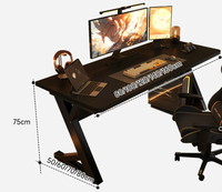 Bureau d'ordinateur en bois massif éco-responsable pour chambre à coucher, usage domestique et e-sport, bureau d'étude et d'écriture pour étudiant, pieds en Z renforcés, épaisseur 32 mm