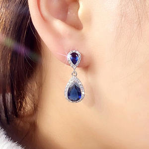 Boucles d'oreilles en cristal laqué plaqué or 18 carats, en forme de goutte d'eau, bijoux de mariage pour femmes, Style de luxe - Product Image 6