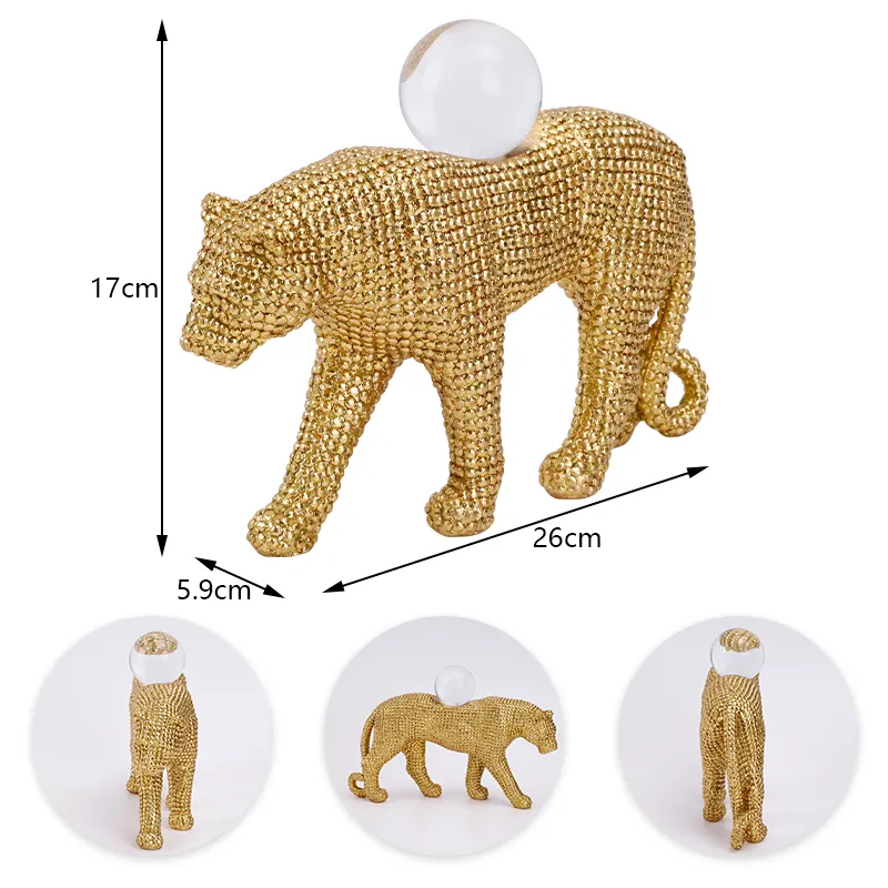 Redeco Thiết Kế Mới Độc Đáo Vàng Elephant Điêu Khắc Leopard Bức Tượng Mô Phỏng Động Vật Nhựa Thủ Công Mỹ Nghệ Cho Quà Tặng Trang Trí Nội Thất