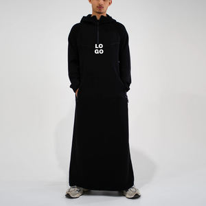 Thobe Homme Personnalisé Nouveau Design 2026 avec Capuche, Fermeture Éclair 1/4, Broderie et Impression LOGO, Manches Longues Style Marocain - Product Image 3