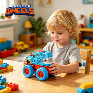 Voiture à friction tout-terrain Big Wheel <span class=keywords><strong>Dino</strong></span> Monster avec corps détachable et remplaçable, fonction de morsure, lumière arrière, son et clignotement, jouet pour enfants - Product Image 2