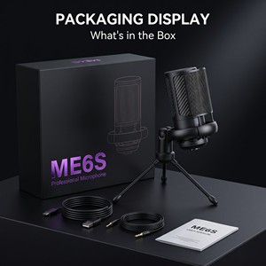 ไมโครโฟนสำหรับเล่นเกม ME6S Pro แบบ USB Type-C พร้อมระบบตรวจสอบเสียงแบบเรียลไทม์และปรับระดับเสียงได้ สำหรับ YouTube <span class=keywords><strong>Twitch</strong></span> <span class=keywords><strong>PC</strong></span> Mac - Product Image 5