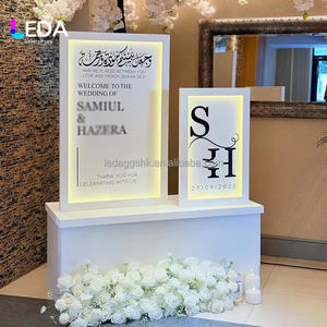 LEDA Custom Logo Wedding Welcome Sign Led Light <b>Frame</b> Wedding Hall Decoration White Backdrop Stand Party Banquet New Arrival - Product Image 2