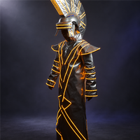 Costume d'Empereur Romain Lumineux à LED, Robe de Service de Bouteilles pour Boîte de Nuit, Casque de Guerrier Lumineux, Tenue de Danse pour Spectacles sur Scène de Bar KTV