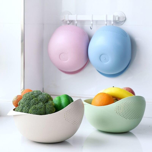 Passoire en plastique pour la cuisine domestique - Lavage du riz, des fruits et des légumes & Plateau à fruits double fonction - Product Image 5
