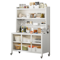 Buffet en métal industriel durable avec design multifonctionnel pour un rangement sécurisé du four à micro-ondes et des casseroles dans les cuisines commerciales