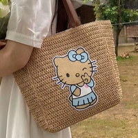 Bolsa Tote de Palha com Design KT, Nova, para Mulheres, Atacado OEM/ODM, Bolsa de Ombro de Grande Capacidade para Praia