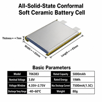Batterie Li-Ion NMC à cellules solides OEM personnalisée 706383-5000mAh, 5000 cycles, -40°C à 60°C, pour drones et appareils électroménagers