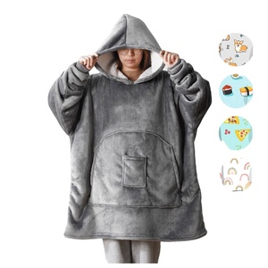 <span class=keywords><strong>Pull</strong></span> imprimé douillet pour femme, sweat à capuche oversize, couverture portable avec manches, en <span class=keywords><strong>polaire</strong></span> - Product Image 1