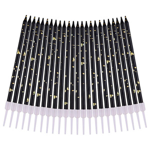 Nouveau design de crayon à long poteau de luxe en or noir et or de la Corée du Sud gâteau de fête d'anniversaire bougies décorées - Product Image 1