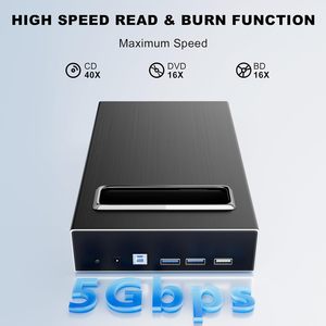 Unidad de <span class=keywords><strong>Blu</strong></span>-<span class=keywords><strong>Ray</strong></span> Externa <span class=keywords><strong>4</strong></span> en 1, 16x USB 3.0/Tipo-C, Grabadora de Carga Rápida, Grabadora/Lectora de BD/CD/DVD de Escritorio con HUB USB para Mac/PC - Product Image 5
