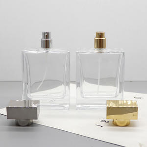 Botella de Spray Transparente de Fondo Grueso de 100 ml, MOQ Bajo, Botella de Perfume Cuadrada de Vidrio, con Clip, Envase Cosmético Vacío, Color Blanco Cristal - Product Image 2