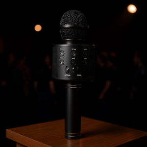 Microphone rechargeable Myrva noir sans fil portable avec haut-parleur intégré pour karaoké et diffusion en direct - Product Image 2