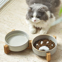 Vente en gros de bols pour chats et chiens en céramique personnalisés avec logo, à alimentation lente et surélevés