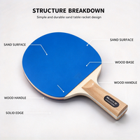 Raquette de tennis de table portable en bois massif multicouche, surface sablée 600 grains, style Shake Hand Penhold, avec poignée sans couture