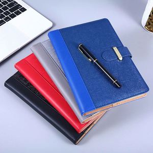 Most Selling Business Hardcover A5 Leather Notebook 100 Sheets Shiny Textured Journal Slicing Built-in <b>Pen</b> Insert Customizable - Product Image 3