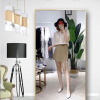 Miroir sur pied populaire en alliage d'aluminium avec cadre, miroir de dressing pleine longueur, miroir de sol tendance pour usage décoratif