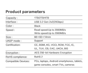 Original Samsung T9 Xách Tay SSD 1TB 2TB 4TB bên ngoài Ổ cứng tốc độ cao lên đến 2000 MB/giây USB 3.2 Gen2 đĩa cứng cho Máy Tính Xách Tay PC - Product Image 2